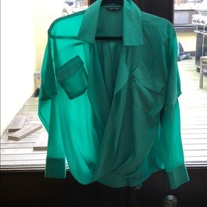 Naked zebra turquoise twist front blouse